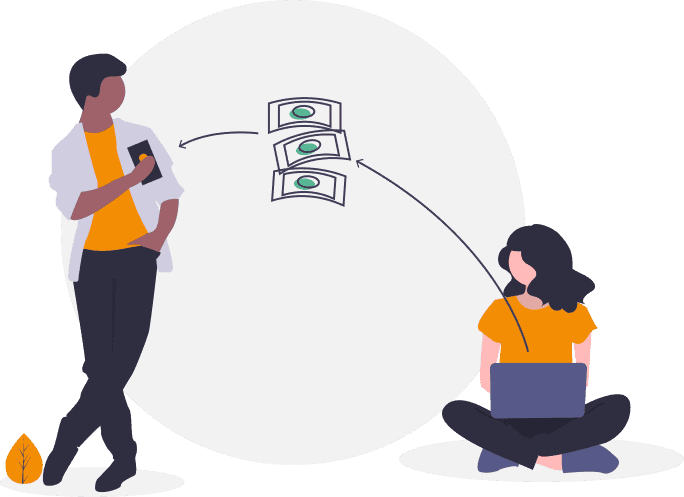Illustration of sending and receiving money digitally